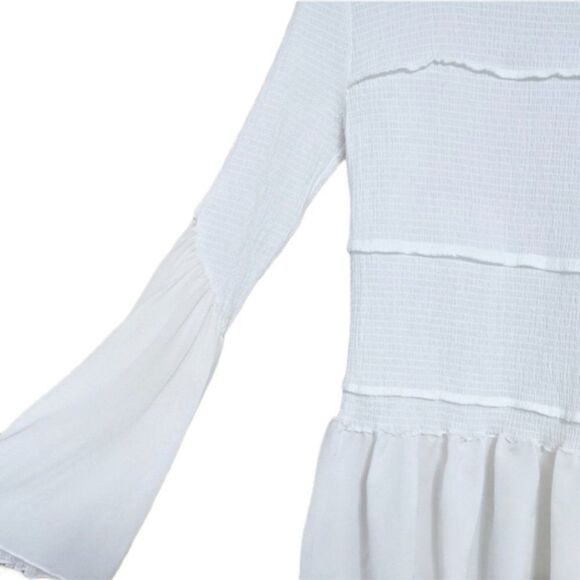 3.1 PHILLIP LIM White Crepe Silk Frill Peplum Top 2 - Picture 4 of 12